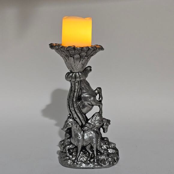 Arthur Court Horse Candlestick Holder Silver Aluminum Equestrian Taper or 2 inch - Picture 3 of 10